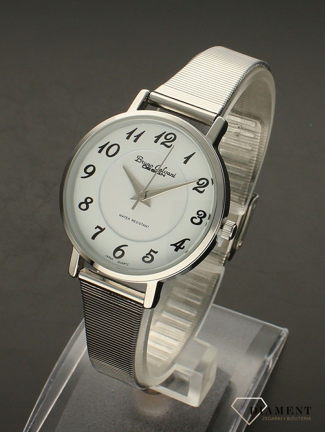 Zegarek damski na bransolecie Bruno Calvani BC3478 SILVER.  Mechanizm japoński mieści się w okrągłej, pozłacanej, wytrzymałej kopercie. Koperta wykonana z ALLOY’u, czyli bardzo popularnego stopu metali na bazie mosiądzu (3).jpg